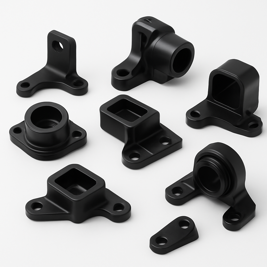Precision machined aluminum automotive sensor housings, black anodized