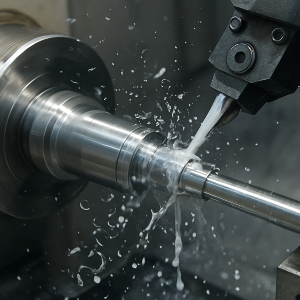 CNC lathe turning stainless steel shaft